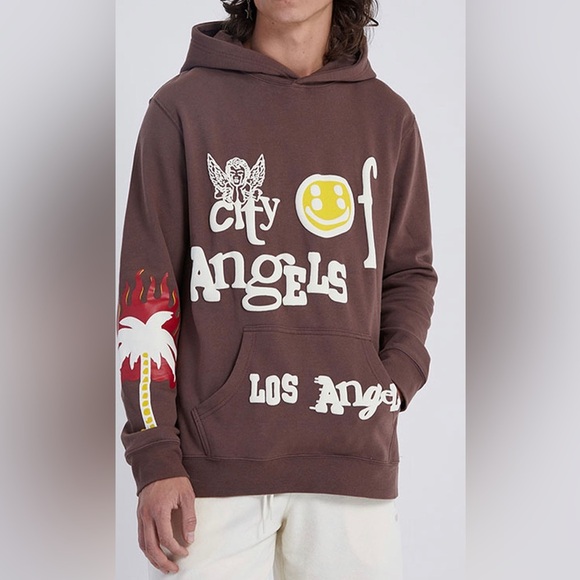 PacSun Brown City of Angels Los Angeles Indie Sleeze Streetwear Sweater Small - Picture 1 of 11